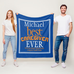 Typografie Beste zorgverlener ooit blauw Fleece Deken