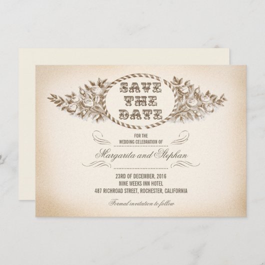  typografie Bewaar de datum elegante kaarten (Voorkant / Achterkant)