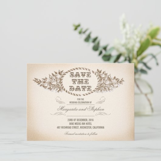  typografie Bewaar de datum elegante kaarten (Staand voorkant)