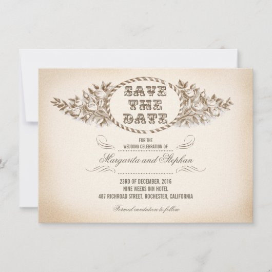  typografie Bewaar de datum elegante kaarten (Voorkant)