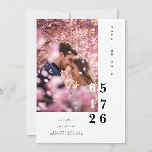 Typografie Bewerkbare rustieke elegante bruiloft Save The Date (Voorkant)