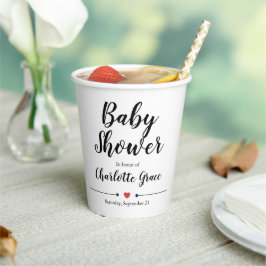 Typografie Black White Baby shower Heart Papieren Bekers