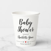 Typografie Black White Baby shower Heart Papieren Bekers (Achterkant)