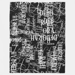 Typografie Black White Names Pattern Fleece Deken
