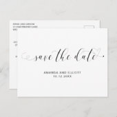 Typografie Black White Save the Date Aankondigingskaart (Voorkant / Achterkant)