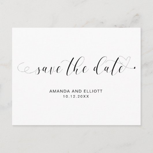 Typografie Black White Save the Date Aankondigingskaart (Voorkant)