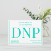 Typografie Blauwgroen White DNP Graduation Party Kaart (Staand voorkant)