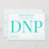 Typografie Blauwgroen White DNP Graduation Party Kaart (Voorkant)