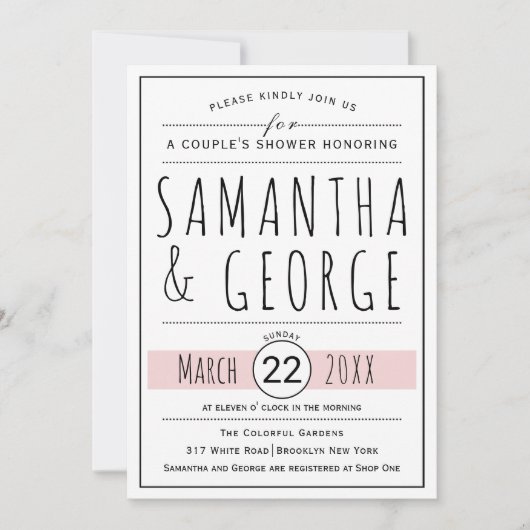 Typografie bloedige roze bruiloft onder de douche kaart (Voorkant)