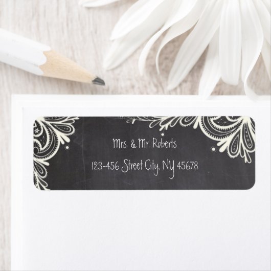  typografie bloeit Chalkboard Wedding Etiket (Insitu)