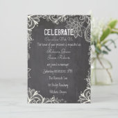  typografie bloeit Chalkboard Wedding Kaart (Staand voorkant)