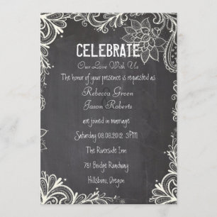 typografie bloeit Chalkboard Wedding Kaart