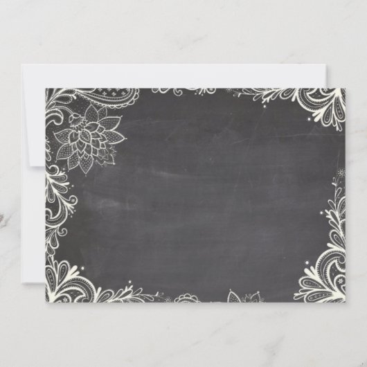 typografie bloeit Chalkboard Wedding Kaart (Achterkant)