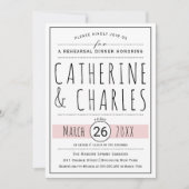 Typografie blush roze bruiloft repetitie diner kaart (Voorkant)
