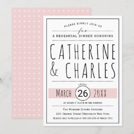 Typografie blush roze bruiloft repetitie diner kaart