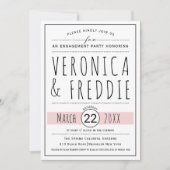 Typografie blush roze bruiloft verlovingsfeest kaart (Voorkant)