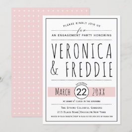 Typografie blush roze bruiloft verlovingsfeest kaart