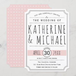 Typografie blush roze omgekeerde hoeken bruiloft kaart