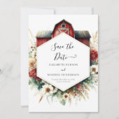Typografie Boho Barnyard Wedding Save The Date (Voorkant)