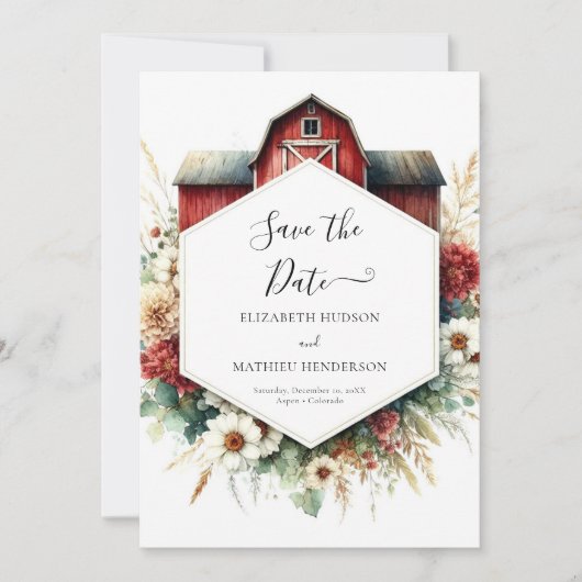 Typografie Boho Barnyard Wedding Save The Date (Voorkant)