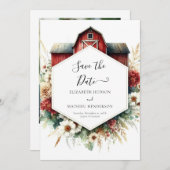 Typografie Boho Barnyard Wedding Save The Date (Voorkant / Achterkant)