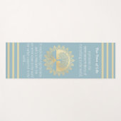Typografie Boom van het Leven Blauw en Gouden Yoga Yogamat (Voorkant (horizontaal))