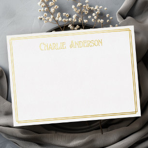 typografie Border Gold Real folie Note Card Folie Uitnodiging
