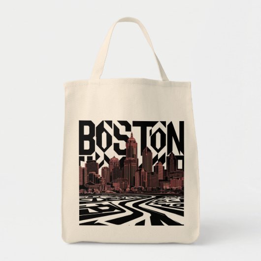 Typografie Boston City Skyline, Boston City Tote Bag (Voorkant)