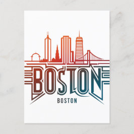 Typografie Boston City Skyline Briefkaart