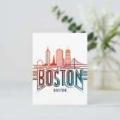 Typografie Boston City Skyline Briefkaart (Staand voorkant)