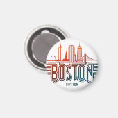 Typografie Boston City Skyline Magneet (Voorkant / Achterkant)