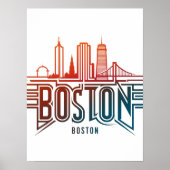 Typografie Boston City Skyline Poster (Voorkant)