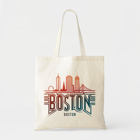 Typografie Boston City Skyline Tote Bag (Voorkant)