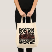 Typografie Boston Stadssilhouet, Boston Stad Tote Bag (Voorkant (product))