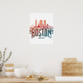 Typografie Boston Stadssilhouet Poster (Keuken)