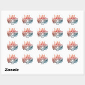 Typografie Boston Stadssilhouet Ronde Sticker (Vel)