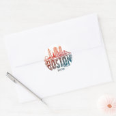 Typografie Boston Stadssilhouet Ronde Sticker (Envelop)