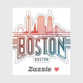 Typografie Boston Stadssilhouet Sticker (Vel)