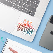Typografie Boston Stadssilhouet Sticker (Laptop met iPhone)