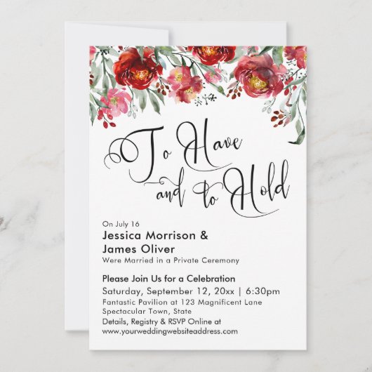 Typografie Bourgondië Rode Bloemen hebben en houde Kaart (Voorkant)