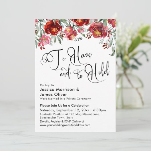 Typografie Bourgondië Rode Bloemen hebben en houde Kaart (Staand voorkant)