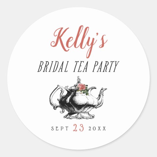  Typografie Bridal Tea Party Favor Label (Voorkant)