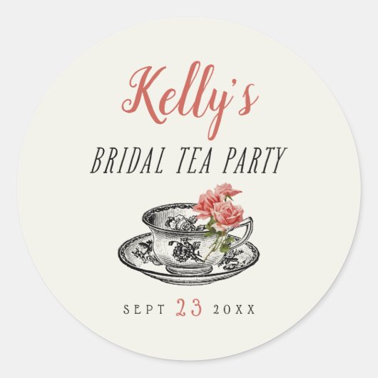  Typografie Bridal Tea Party Favor Label (Voorkant)