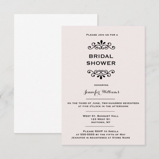  typografie bridale doucheuitnodigingen kaart (Voorkant / Achterkant)