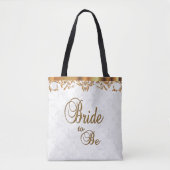 Typografie Bride in wit en goud Tote Bag (Voorkant)