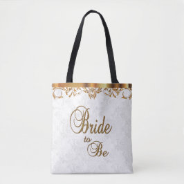 Typografie Bride in wit en goud Tote Bag