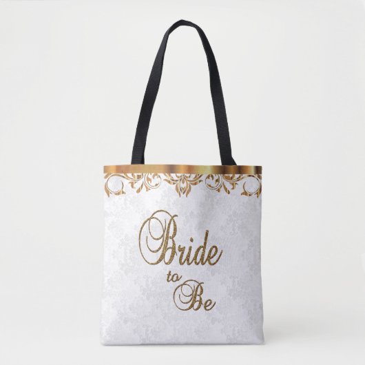 Typografie Bride in wit en goud Tote Bag (Voorkant)