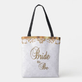 Typografie Bride in wit en goud Tote Bag (Achterkant)