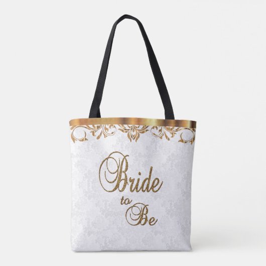 Typografie Bride in wit en goud Tote Bag (Achterkant)
