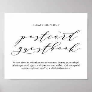 Typografie briefkaart gastenboek bruiloft bord poster
